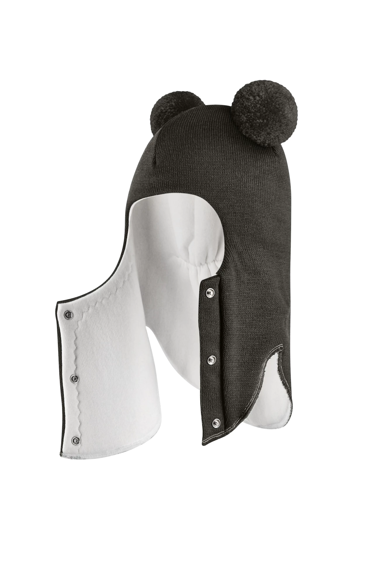Зимова шапочка-шолом Corona.hm "Пандочка"  із кнопками  графіт