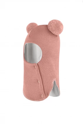 Зимова шапочка-шолом Corona.hm "Пандочка"  із кнопками  пудра