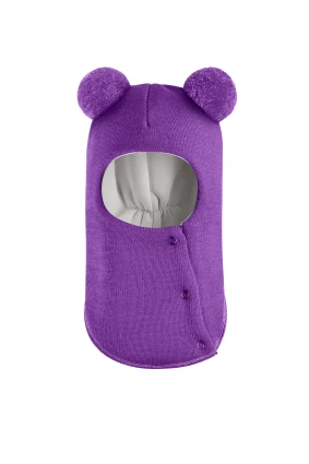 Зимова шапочка-шолом Corona.hm "Пандочка"  із кнопками  фіалка