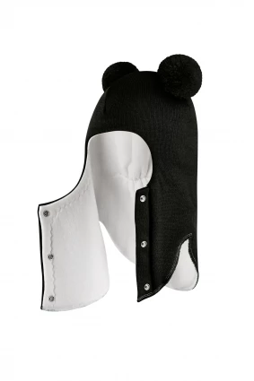 Зимова шапочка-шолом Corona.hm "Пандочка"  із кнопками  чорний