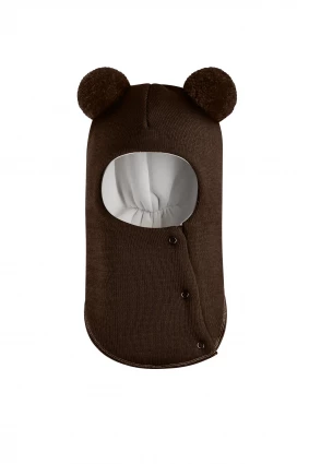 Зимова шапочка-шолом Corona.hm "Пандочка"  із кнопками  шоколад
