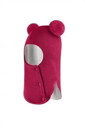 Зимова шапочка-шолом Corona.hm "Пандочка"  із кнопками  ягідний