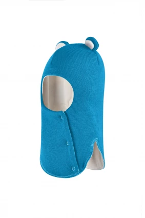 Зимова шапочка-шолом Corona.hm "Міс Ведмедиця" з кнопочками бірюза