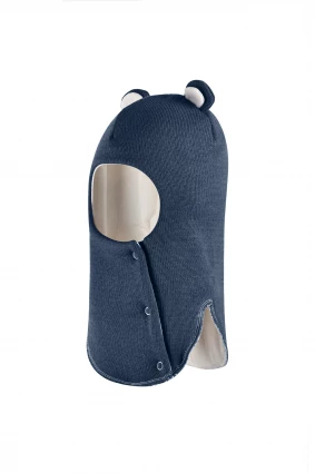 Зимова шапочка-шолом Corona.hm "Міс Ведмедиця" з кнопочками джинс