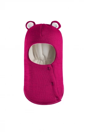 Зимова шапочка-шолом Corona.hm "Міс Ведмедиця" з кнопочками малина