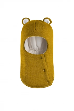 Зимова шапочка-шолом Corona.hm "Міс Ведмедиця" з кнопочками медовий