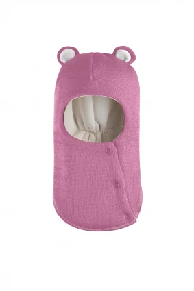 Зимова шапочка-шолом Corona.hm "Міс Ведмедиця" з кнопочками пильно-рожевий