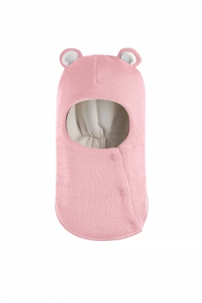 Зимова шапочка-шолом Corona.hm "Міс Ведмедиця" з кнопочками рожевий