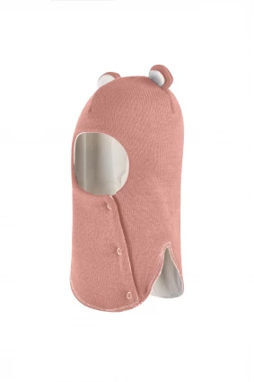 Зимова шапочка-шолом Corona.hm "Міс Ведмедиця" з кнопочками пудра