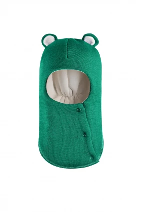 Зимова шапочка-шолом Corona.hm "Міс Ведмедиця" з кнопочками смарагд