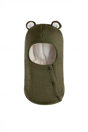 Зимова шапочка-шолом Corona.hm "Міс Ведмедиця" з кнопочками хакі