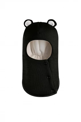 Зимова шапочка-шолом Corona.hm "Міс Ведмедиця" з кнопочками чорний