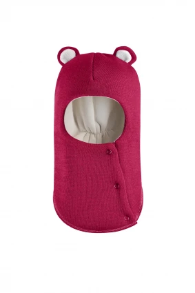 Зимова шапочка-шолом Corona.hm "Міс Ведмедиця" з кнопочками ягідний