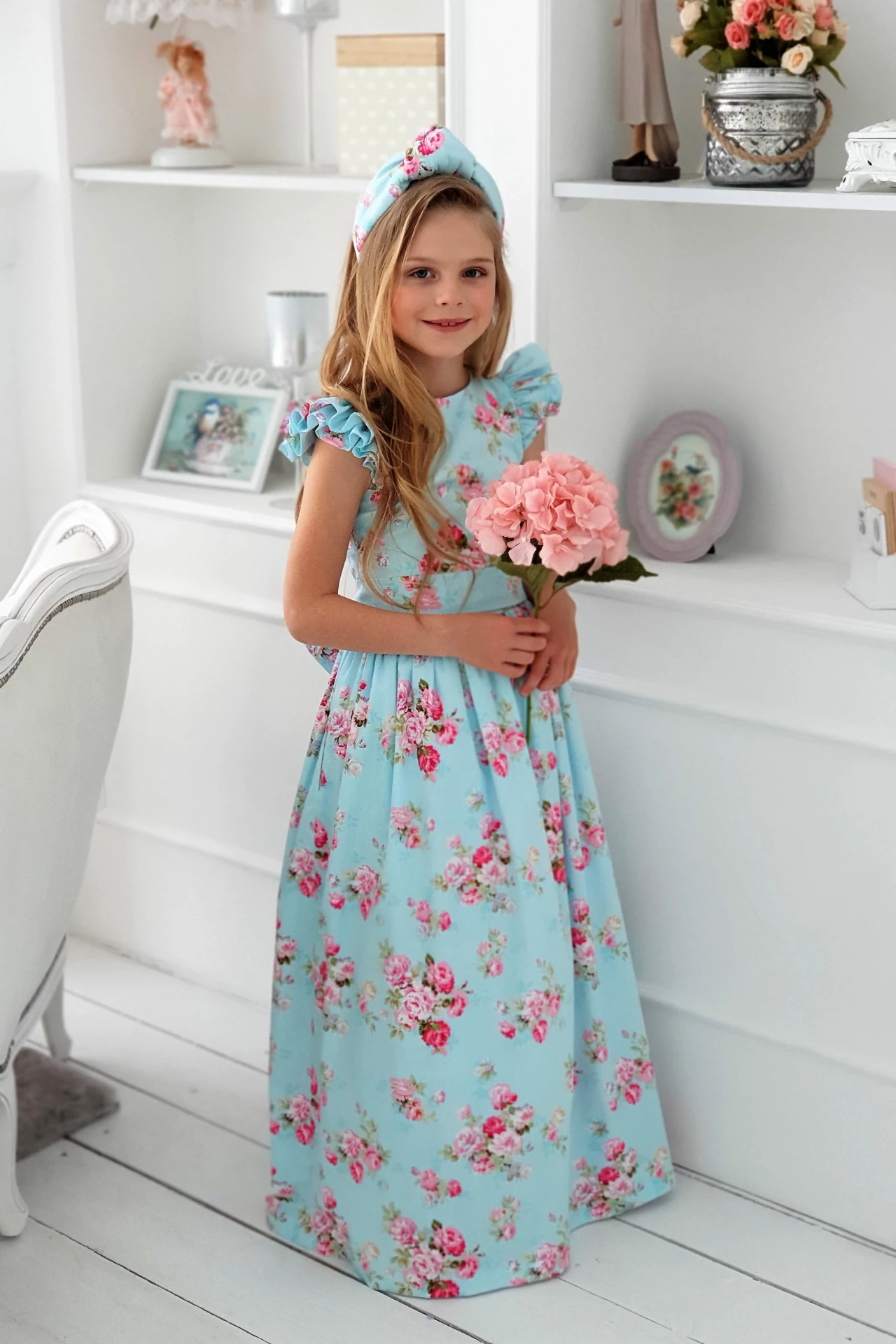Платье для девочки Corona.hm “Роскошь”, троянда на блакитному