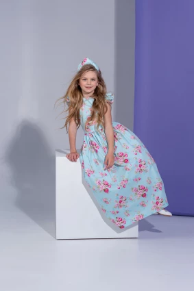 Платье для девочки Corona.hm “Роскошь”, троянда на блакитному