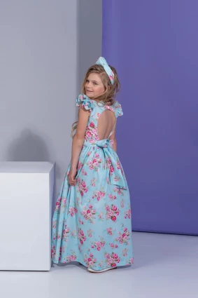 Платье для девочки Corona.hm “Роскошь”, троянда на блакитному